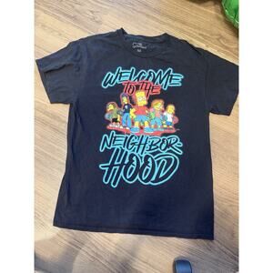 The Simpsons Welcome To The Neighborhood Black Graphic T-Shirt M New
